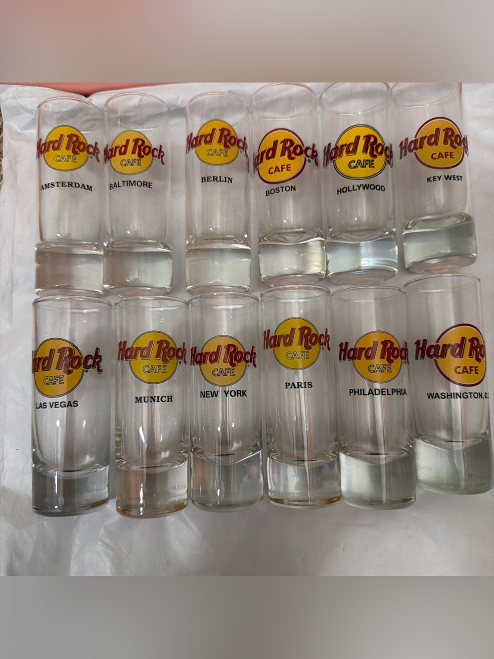 Hard Rock Hotel Cafe Shot Glasses set of 12 Amsterdam, Paris